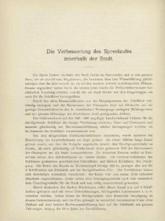 Die Verbesserung des Spreelaufes innerhalb der Stadt