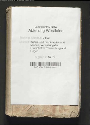 Hypothekenbuch der Bauerschaft Hambüren und Handarpe, Vogtei Cappeln