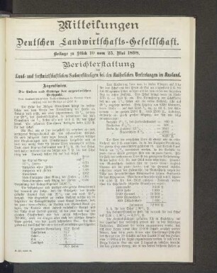 Beilage zu Stück 10 vom 25. Mai 1898.