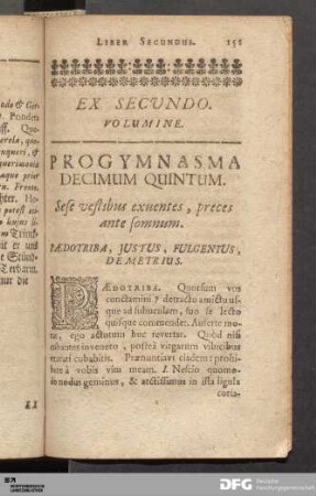 Ex Secundo. Volumine.