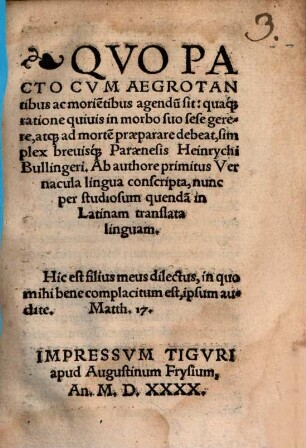 Quo pacto cum aegrotantibus ac morientibus agendum sit ... Simplex ... paraenesis