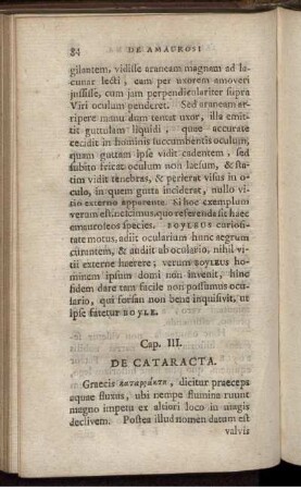 Cap. III. De Cataracta.