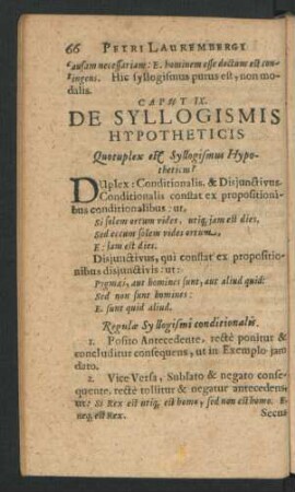 Caput IX. De Syllogismis Hypotheticis.