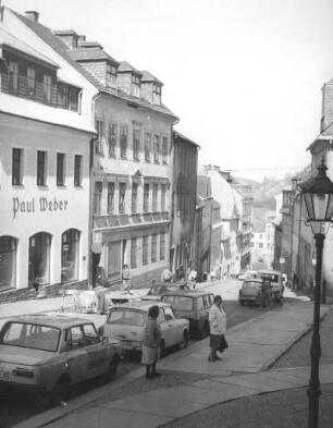 Annaberg-Buchholz. Große Kirchgasse 14/12 ff. Blick nach Nordwest zum Markt