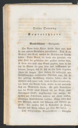 Dritte Ordnung. Beutelthiere.