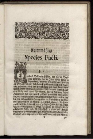 Actenmäßige Species Facti