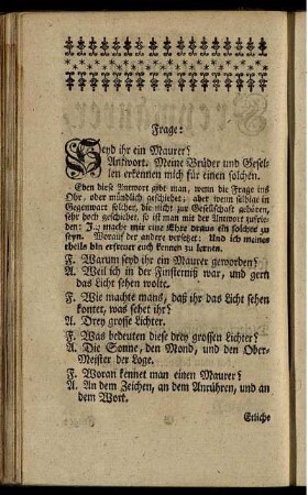[Catechismus der Freymäurer, enthaltend die vornehmsten Fragen und Antworten ...]