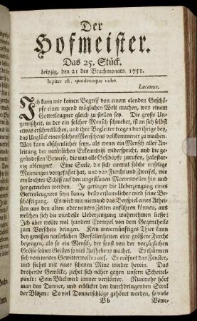 Das 25. Stück. Leipzig, den 21 des Brachmonats. 1751.