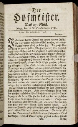 Das 25. Stück. Leipzig, den 21 des Brachmonats. 1751.