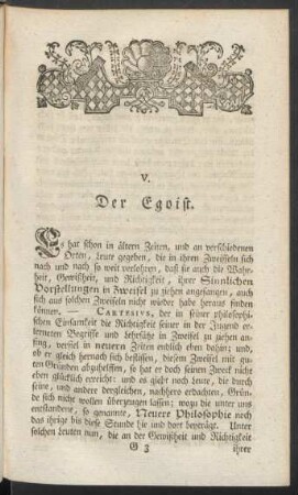 V. Der Egoist