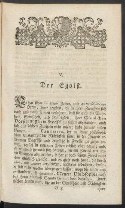 V. Der Egoist