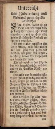 Unterricht von Zubereitung und Gebrauch zweyerley Visier-Ruthen