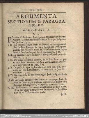 Argumenta Sectionum & Paragraphorum