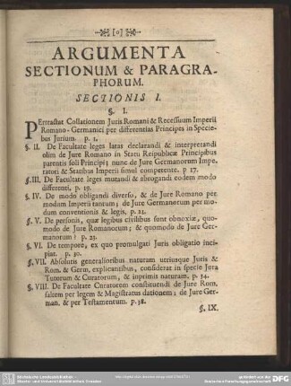 Argumenta Sectionum & Paragraphorum