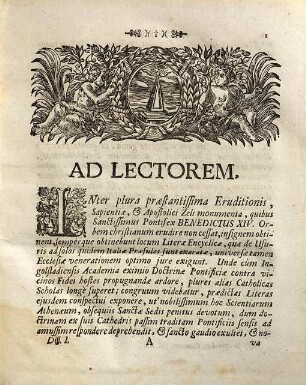 Rigor Moderatus Doctrinae Pontificiae Circa Usuras, à SS. D. N. Benedicto XIV. Per Epistolam Encyclicam Episcopis Italiae Traditus : Ab Ingolstadiensi Academia Constanter Assertus. 1, Dissertatio I. Inauguralis Sancti Rigoris Specimina Exhibens: Quam Cum Annexis Corollariis Deo Auspice