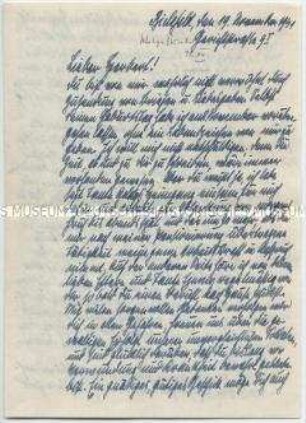 Handschriftlicher Brief an Herbert Burre - Familienkonvolut