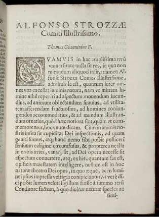 Alfonso Strozzae Comiti Illustrissimo.