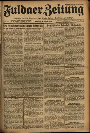 Erste Ausgabe vom Sonntag, den 11. April 1926.