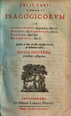 Iulii Pacii Isagogicorum in institutiones imperialis liberi 4