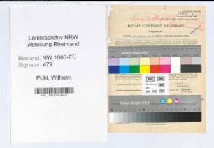 Entnazifizierung Wilhelm Pohl, geb. 30.11.1900 (Baecker)