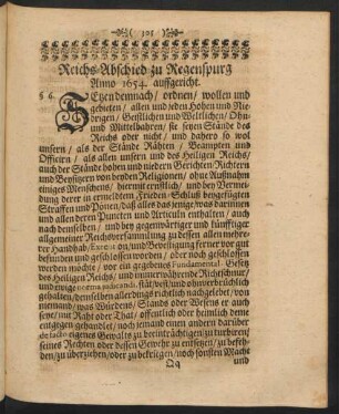 Reichs-Abschied zu Regenspurg