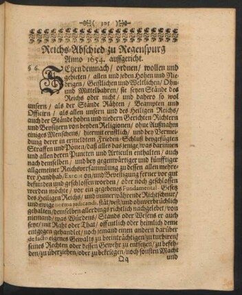 Reichs-Abschied zu Regenspurg