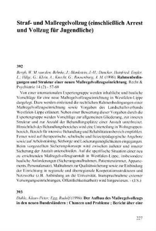 227-268, Straf- und Maßregelvollzug (einschließlich Arrest und Vollzug für Jugendliche)