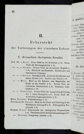 18-23, II. Uebersicht der Vorlesungen der einzelnen Lehrer