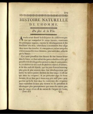 Histoire Naturelle De L' Homme. Du sens de la Vûe.