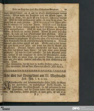 Rede über das Evangelium am III. Weyhnacht-Fest