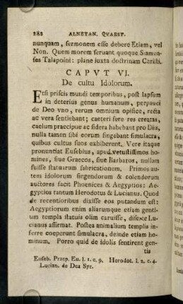 282-290, Caput VI. De cultu Idolorum.-Caput VII. De odio sui.