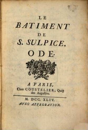 Le Bâtiment de St. Sulpice : Ode