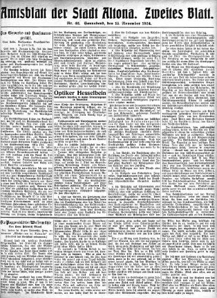 Nummer 46. Zweites Blatt. : Sonnabend, den 15. November 1924