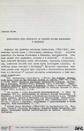 Pochodzenie stel punickich ze zbiorów muzeum narodowego w krakowie