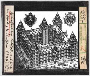 Aschaffenburg, Kurmainzisches Schloss, Stich von Ostertag und Cöntgen 1748