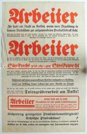 Maueranschlag gegen überzogene Forderungen bei Streiks
