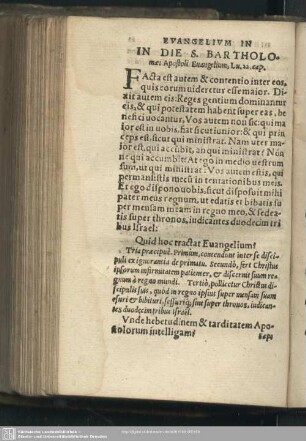 In die S. Bartholomaei Apostoli, Lucae 22