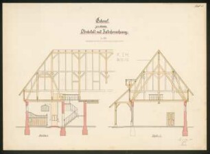 Pferdestall mit Kutscherwohnung: Schnitte 1:50