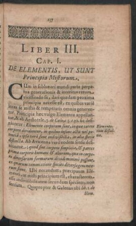 Cap. I. De Elementis, Ut Sunt Principia Mistorum.