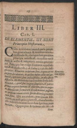 Cap. I. De Elementis, Ut Sunt Principia Mistorum.