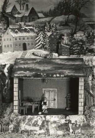 Weihnachtsberg (beweglicher Berg). Detail, Innenraum eines Hauses