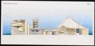 Institut für Kulturanthropologie, gegenüber der Kongresshalle, Berlin-Tiergarten Schinkelwettbewerb 1984: Querschnitt 1:100