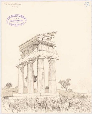 Dioskurentempel (Castor- und Pollux-Tempel), Agrigent (Girgenti): perspektivische Ansicht