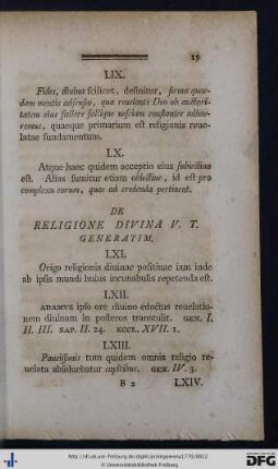IV. De Religione Divina V. T. Generatim.