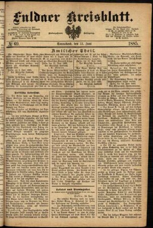 Ausgabe vom Samstag, den 13. Juni 1885.