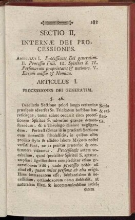 Sectio II. Internæ Dei Processiones.