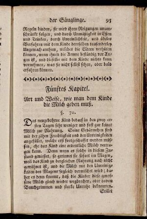 Fünftes Kapitel. Art und Weise, wie man dem Kinde die Milch geben muß.