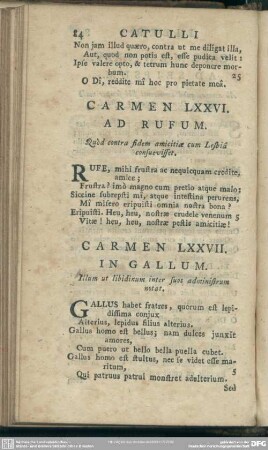 Carmen LXXVII. In Gallum