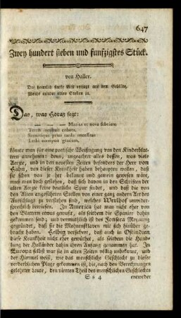 Zwey hundert sieben und funfzigstes Stück