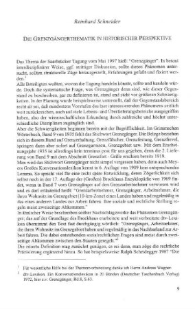 Die Grenzgängerthematik in historischer Perspektive
